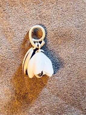 PANDORA Silver Snow Drop Flower Dangle Charm Pendant